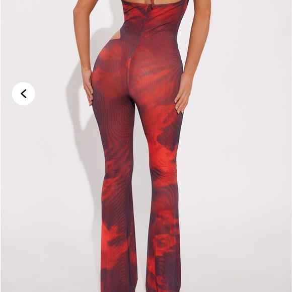 Fashion Nova Red Mesh Jumpsuit - Picture 3 of 8